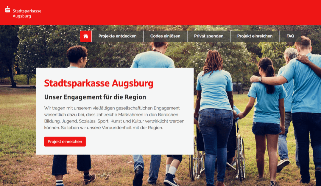 Homepage Stadtsparkasse Augsburg mehrgeben.de